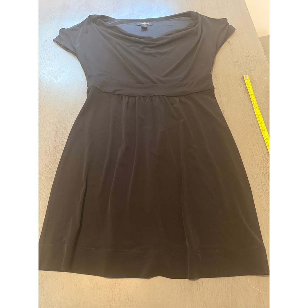 White House Black Market Black Cowl Neck Empire Waist Cap Sleeve Dress Medium